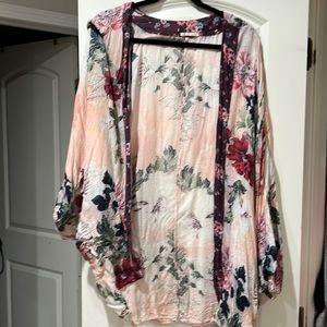 Floral puffy sleeve cardigan